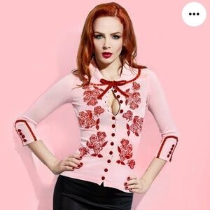 Wheels and Dollbaby Dita cardigan size 16 pink and red